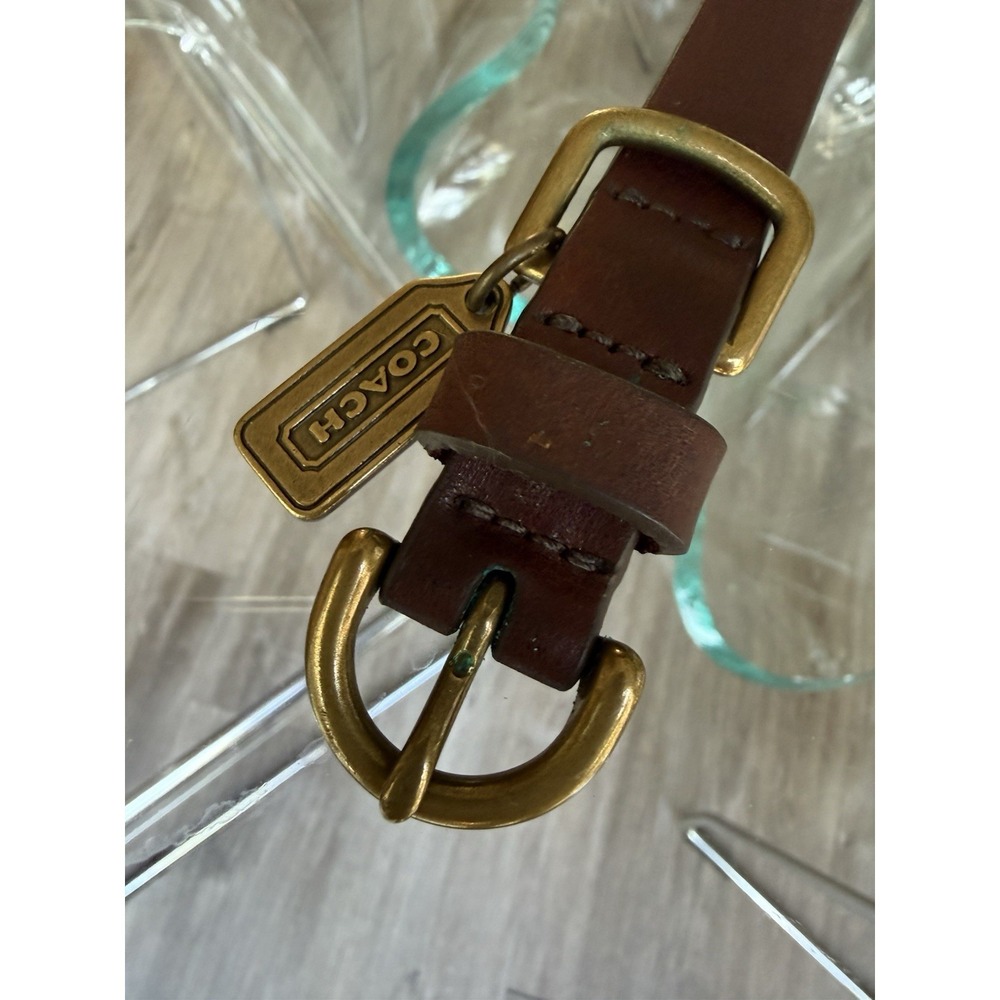 Coach Leather Dog Pet Collar Studded Brown Brass Rivets Size S 4354 - Picture 3 of 6